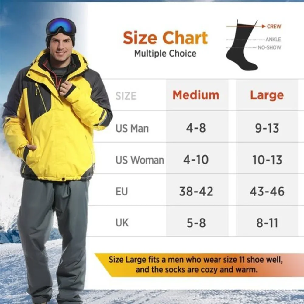 2Pairs Thermal Socks for Men,Heated Thick Crew Socks,Warm Winter Socks Insulated
